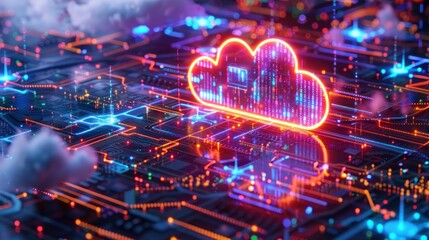 Obraz premium Cloud Computing Concept with Circuit Board