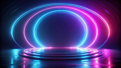 Obraz premium Abstract neon light streaks background with circular ring motion path, neon, light streaks, abstract, background, 4k animation