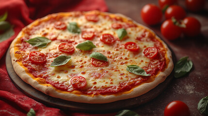 pizza with tomato and basil