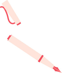 Flat pen with love card and note for valentine celebration. Cute stationery with doodle design, perfect for correspondence and heartfelt message.