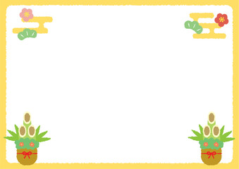 門松のA3サイズ横フレーム_黄色