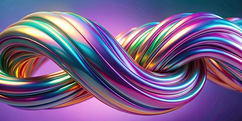 Holographic abstract twisted shape perfect for trendy Christmas backgrounds, holographic, abstract, twisted, shape, trendy