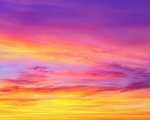 Obraz premium A vibrant sunset sky featuring a stunning blend of purple, orange, and pink hues, creating a serene and picturesque atmosphere.