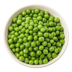 Bowl of Fresh Green Peas on transparent or white background