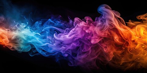 Obraz premium Ethereal multicolored smoke in orange, purple, and blue hues , ethereal, smoke, multicolored, orange, purple, blue, abstract