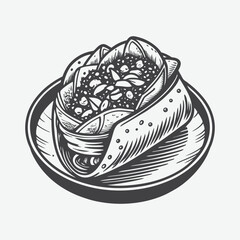 Shawarma Silhouette Vector Illustration Isolated on White Background with Detailed Shawarma Artwork