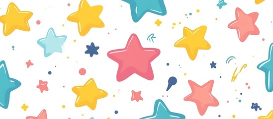 Colorful stars on a white background for playful designs.