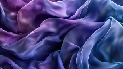 Fototapeta premium 3D rendered layers of soft, flowing fabric in deep blues and purples, swirling together in motion, giving a fluid and tactile abstract feel with a sense of elegance