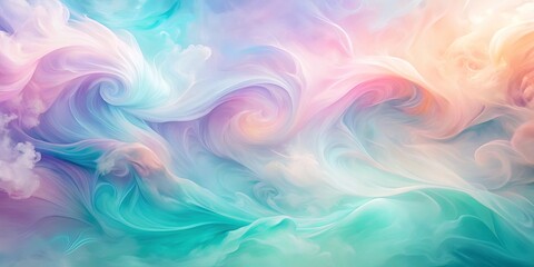 Obraz premium Abstract Dreamlike Swirls of Pastel Hues, Blending and Dancing in a Serene Symphony of Color