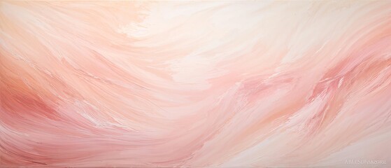 Abstract Painting with Pink and White Swirls
