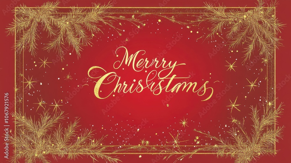 Poster a bright red background featuring the words 'merry christmas' in an elegant font, creating a warm an