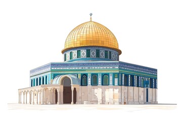 Fototapeta premium dome of the rock mosque vector illustration for israa and Miraj or Al-Isra wal Mi'raj, the Night Journey of Ascension of Prophet Muhammad to heaven. 