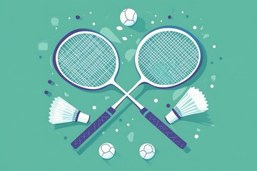 Colorful pattern with sports equipment. Badminton, bowling and others