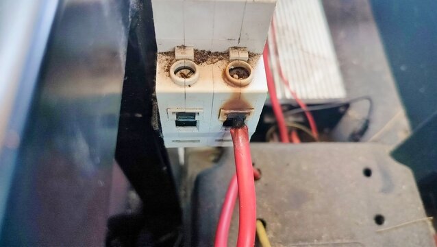 electrical accident blown fuse safety hazard. Burned fuse, electric tilt switch