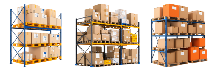 Efficient Warehouse Organization Optimizing Space with Stackable Cardboard Boxes on Pallets