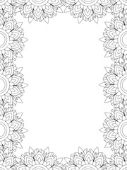 All these designs are hand-drawn and unique 
Flower Border is a Beautiful black and white illustration for adult coloring book,
This is a printable Beautiful Zentangle Coloring page for KDP Interior,