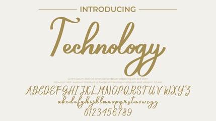 Technology Font Stylish brush painted an uppercase vector letters, alphabet, typeface