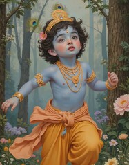 Shree Krishna for Janmashtami, Makhan Chor, digital painting