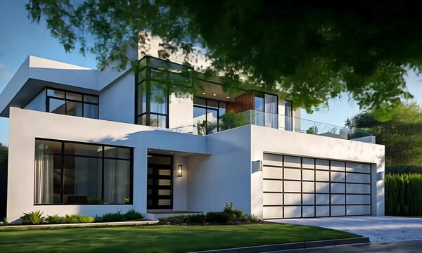 Clear Blue Sky Over Contemporary Home