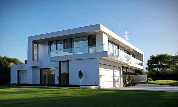 Elegant White House with Front Green Yard