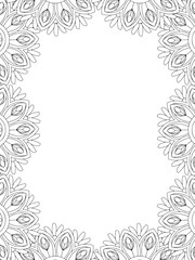 All these designs are hand-drawn and unique 
Flower Border is a Beautiful black and white illustration for adult coloring book,
This is a printable Beautiful Zentangle Coloring page for KDP Interior,