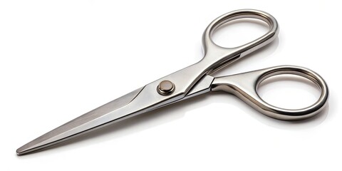 Obraz premium A close-up image of a pair of silver scissors, office supplies, cutting tool, sharp, metal, instrument, shears, stationery, trim