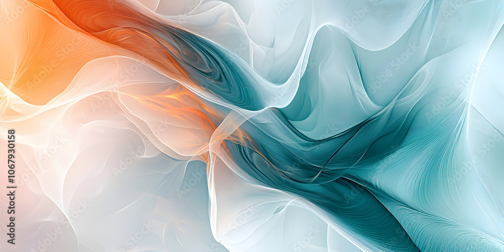 Poster Fluid Teal and Orange Abstract Swirls 