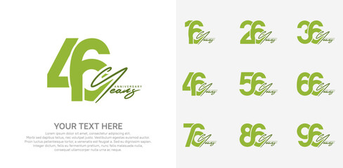 Anniversary logo set vector design, green color for celebration event