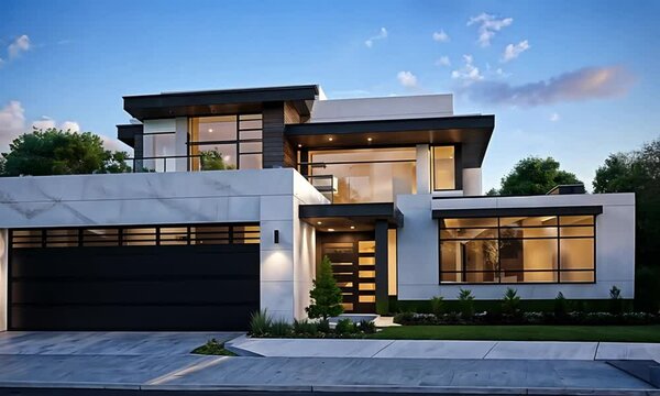 Modern White House with Bright Sunlight