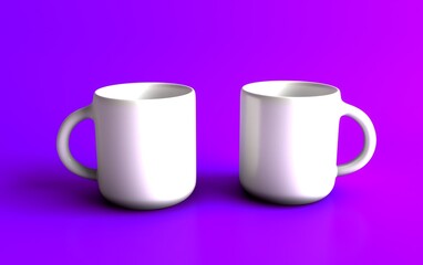 White color mug mockup and purple color background	
