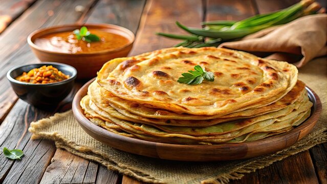 Traditional Kerala paratha, a flaky layered flatbread made from maida flour