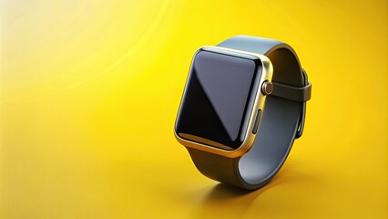 Stylish smartwatch with modern design on a vibrant yellow background, smartwatch, stylish, technology, modern