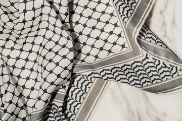 black and white pattern on Arab Keffiyeh, Kaffiyeh, Kuffiyeh, Shemagh scarf