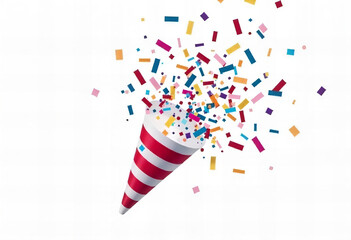 Obraz premium Confetti Popper Explosion on White Background
