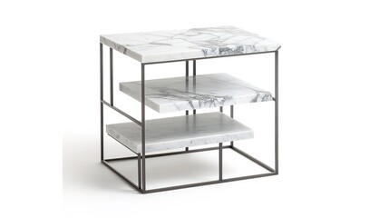 Perspective White Marble Shelf Table - a sleek and elegant visual. The white marble surface adds a touch of sophistication and style to the space.