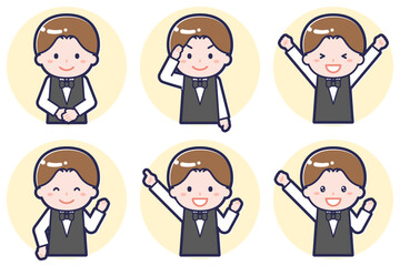 ウェイターのポーズセット_01