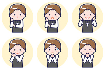 ウェイターのポーズセット_04