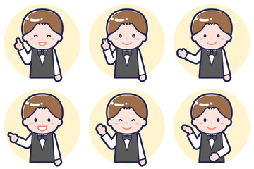 ウェイターのポーズセット_03