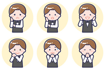 ウェイターのポーズセット_04