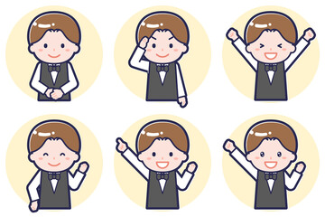 ウェイターのポーズセット_01