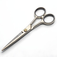 Obraz premium Professional Stainless Steel Barber Scissors Isolated on White Background - High-Quality Hairdressing Shears for Precision Cutting