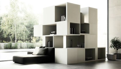 Fototapeta premium Minimalist and unique interior design in the house