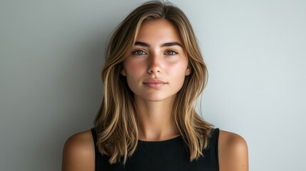 Naklejka premium Portrait of Beautiful Young Woman with Blonde Hair and Brown Eyes