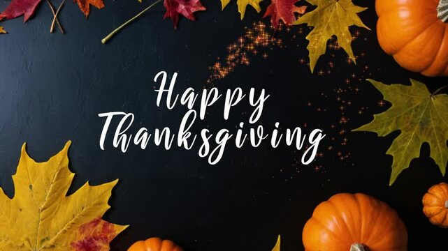 Happy Thanksgiving template with Pumpkins and mapple