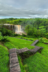View of the river with beauty waterfall 