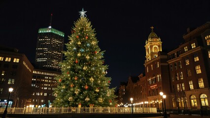 Obraz premium christmas tree in the city