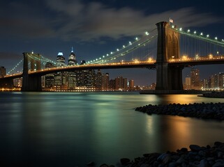 city bridge and city at night