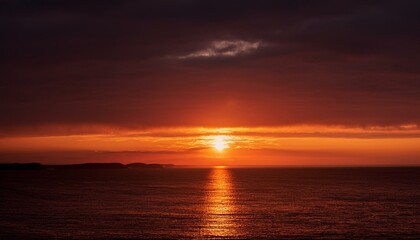 Obraz premium A big sun rises under the dark sky