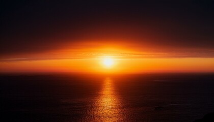 Obraz premium A big sun rises under the dark sky