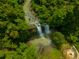 Twin waterfall in the forest